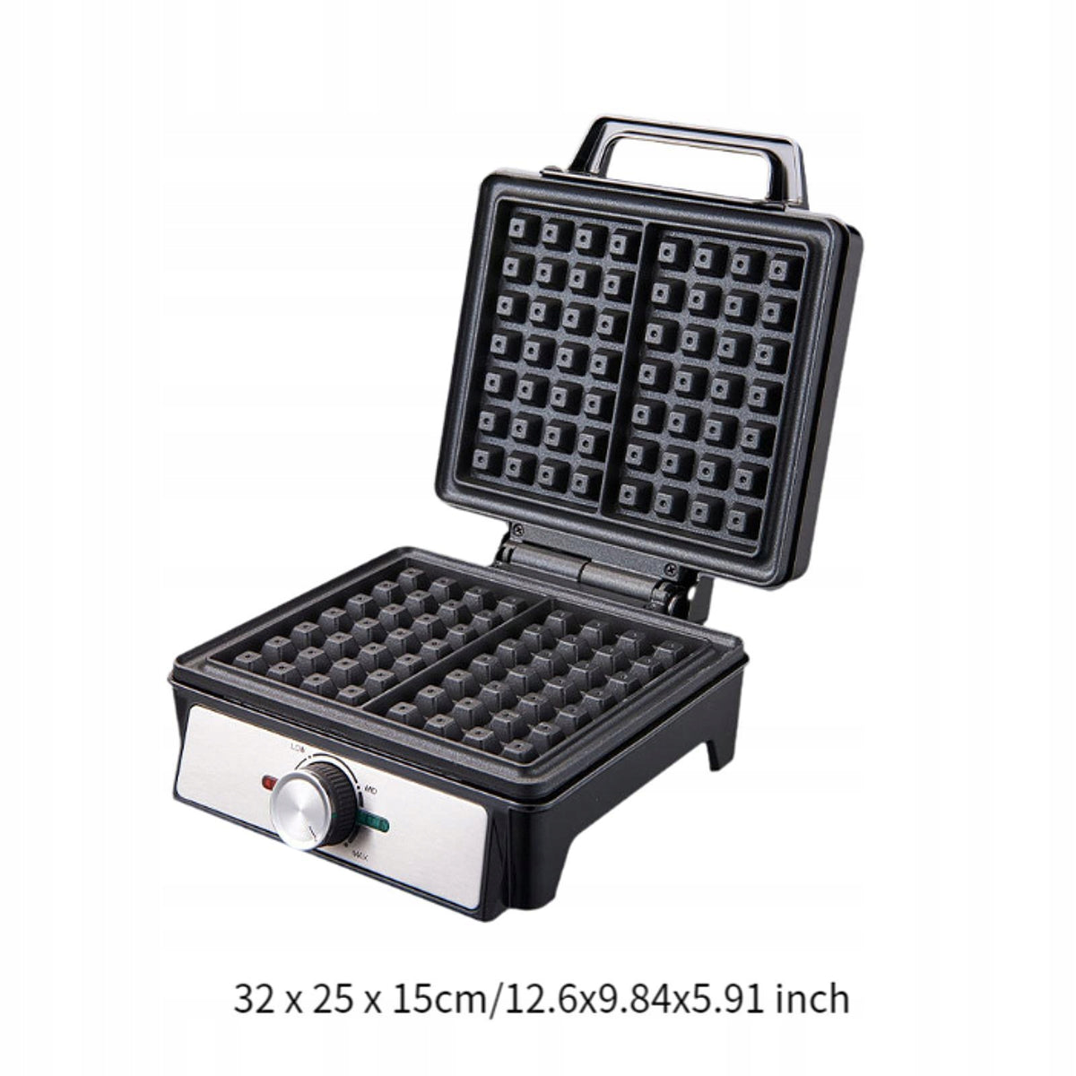 Waffle Maker Machine Adjustable Temperature with Handle Stainless Steel Packaging status original