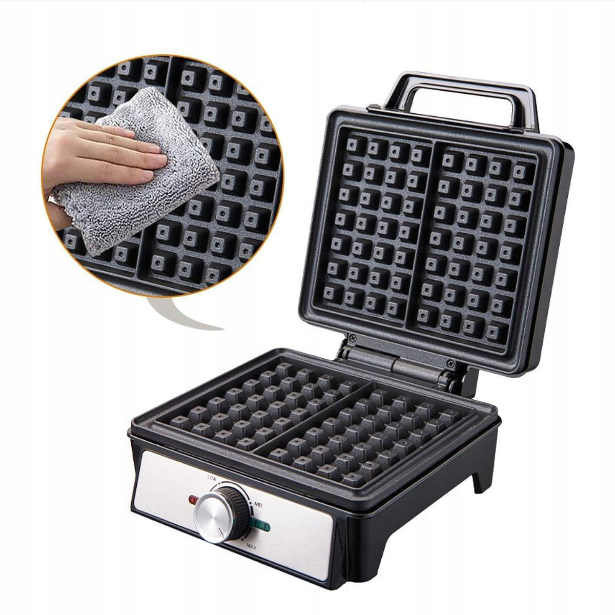 Waffle Maker Machine Adjustable Temperature with Handle Stainless Steel Power rating 1.1 W