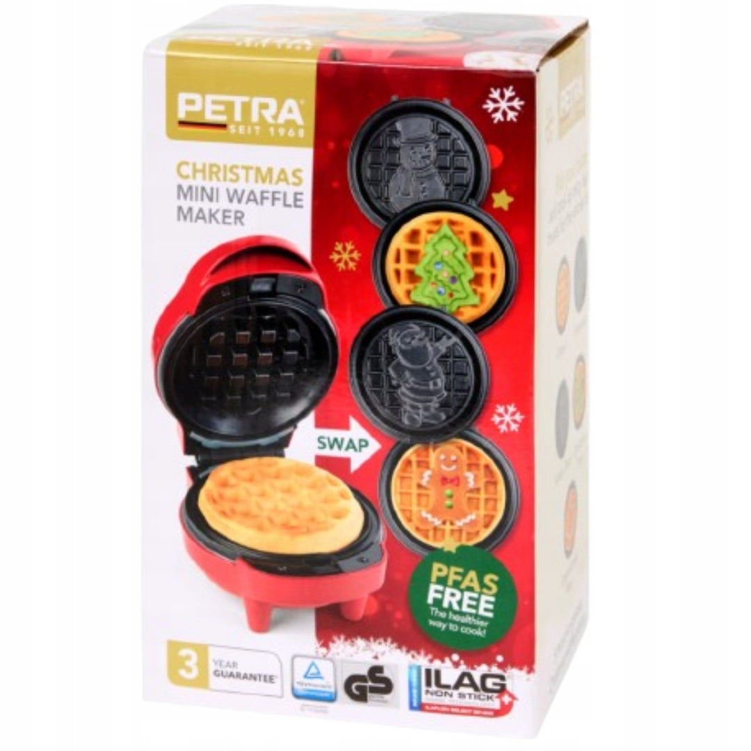 Waffle iron Petra 550 W red with Christmas pads