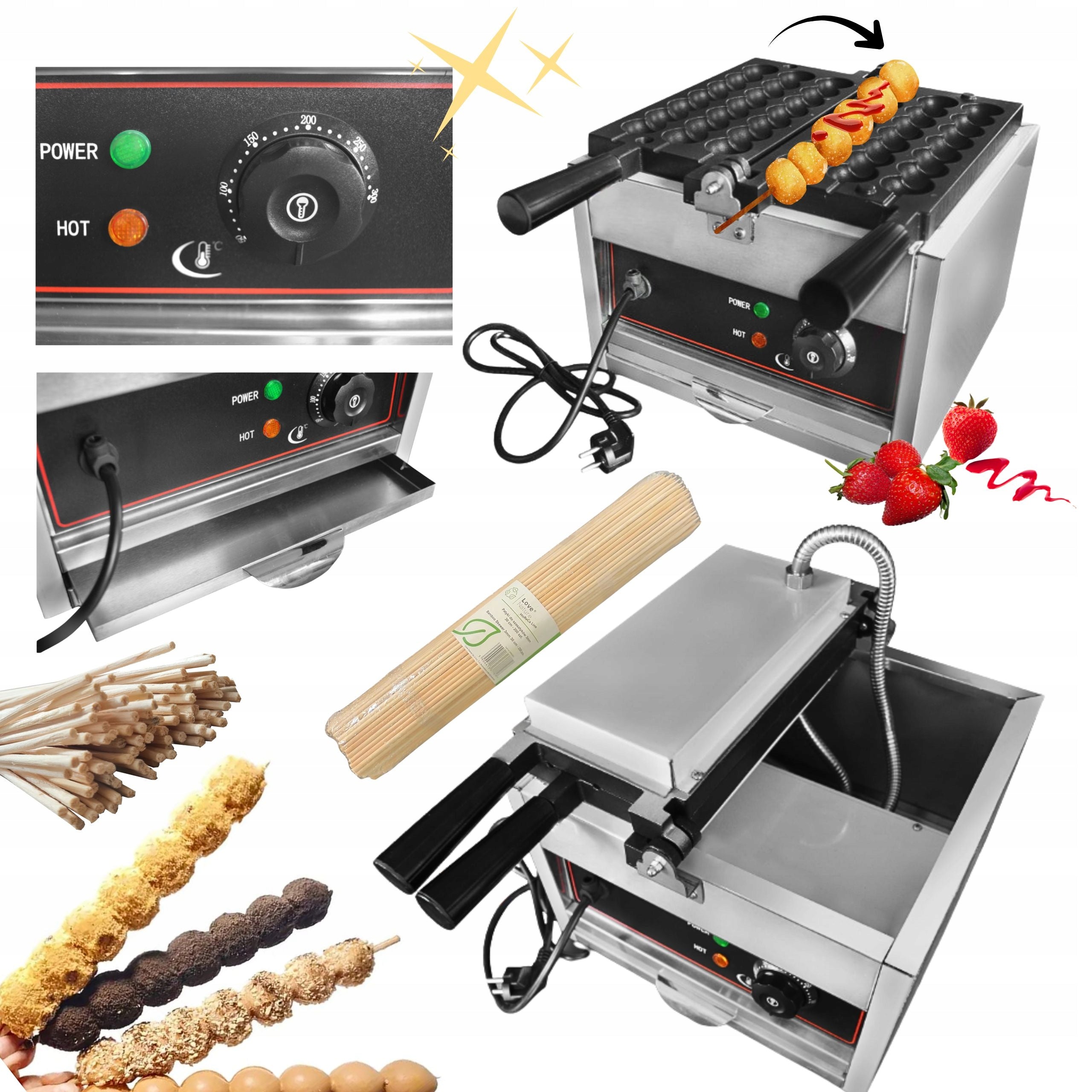 Waffle maker on stick PROFESSIONAL BAR BISTRO + sticks