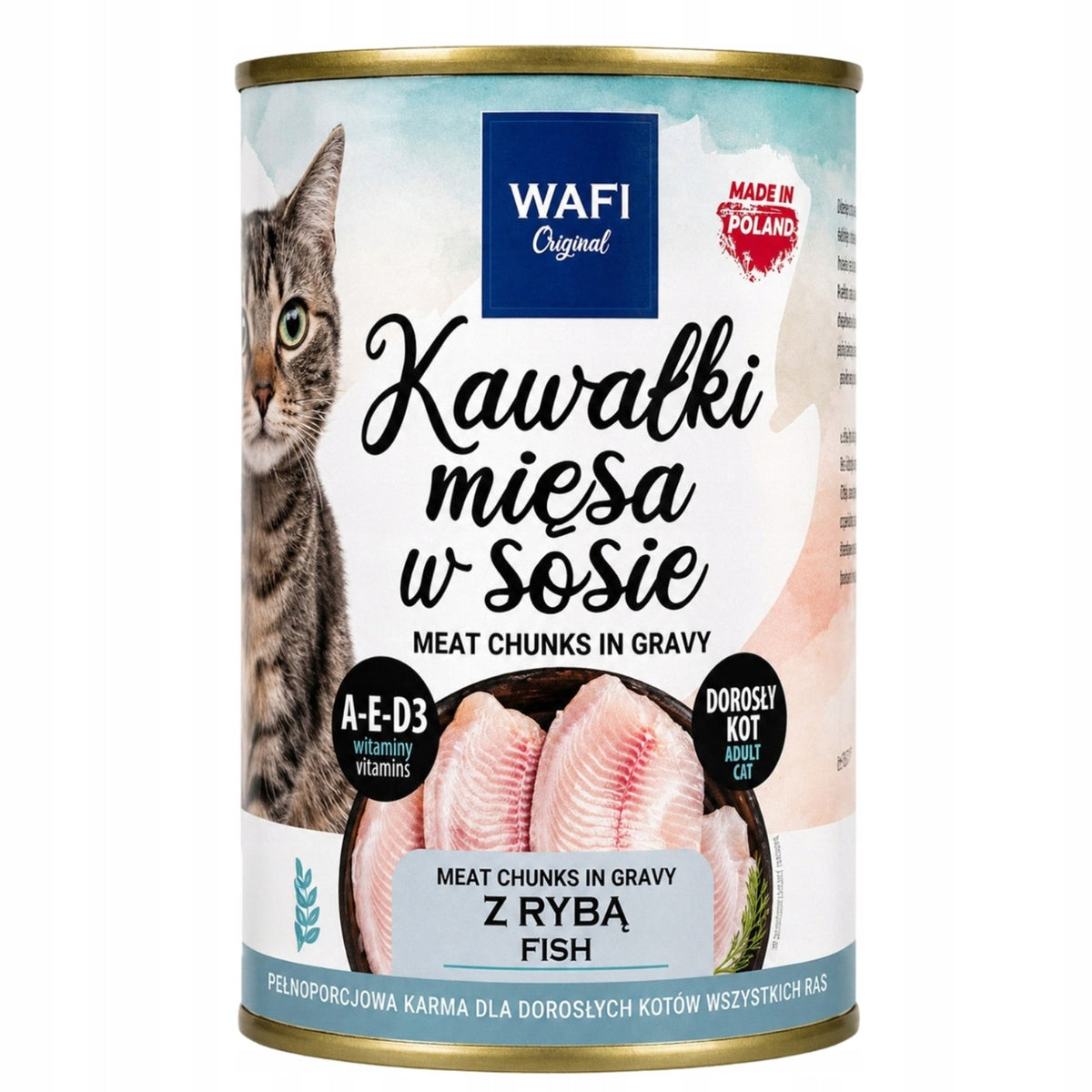 Wafi Wet Cat Food Fish Can 415g Complete Meat Pieces