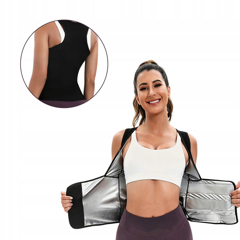 Waist-cinching sweat-inducing sports shaping vest, size L
