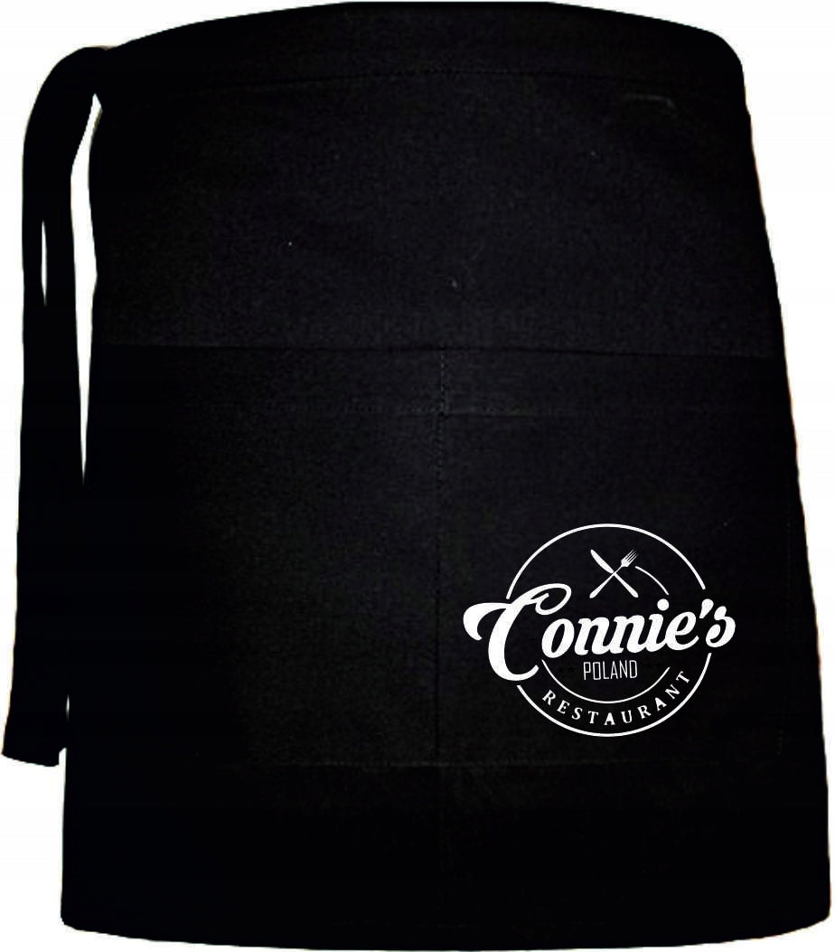Waitress buckle black + print with restaurant name logo