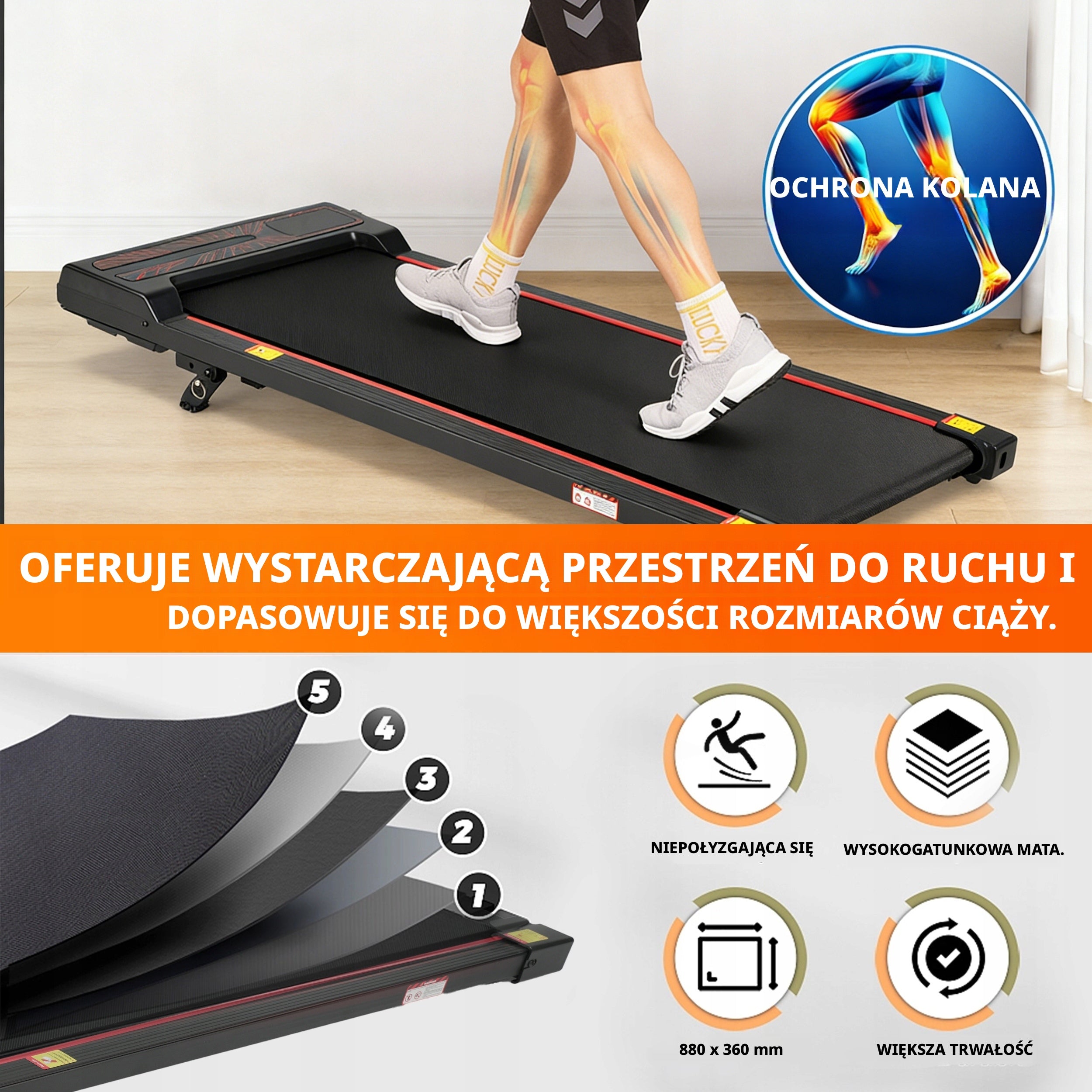 Walking Pad, Treadmill for Home Use with Adjustable Slope Model BC-48. AE