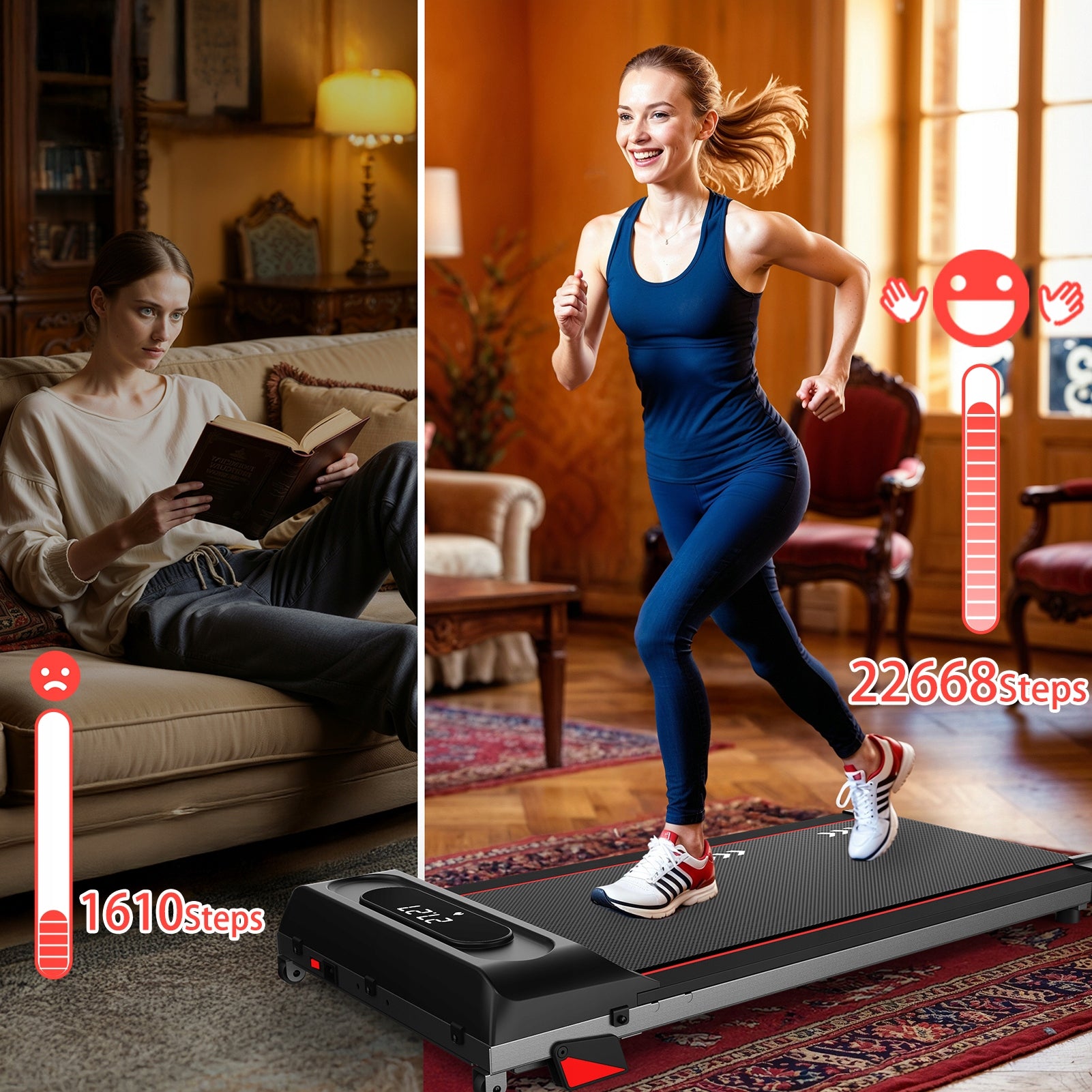 Walking Treadmill Under Desk Walking Pad 1-6 km/h, 100kg, 4% Incline Brand ORISYN