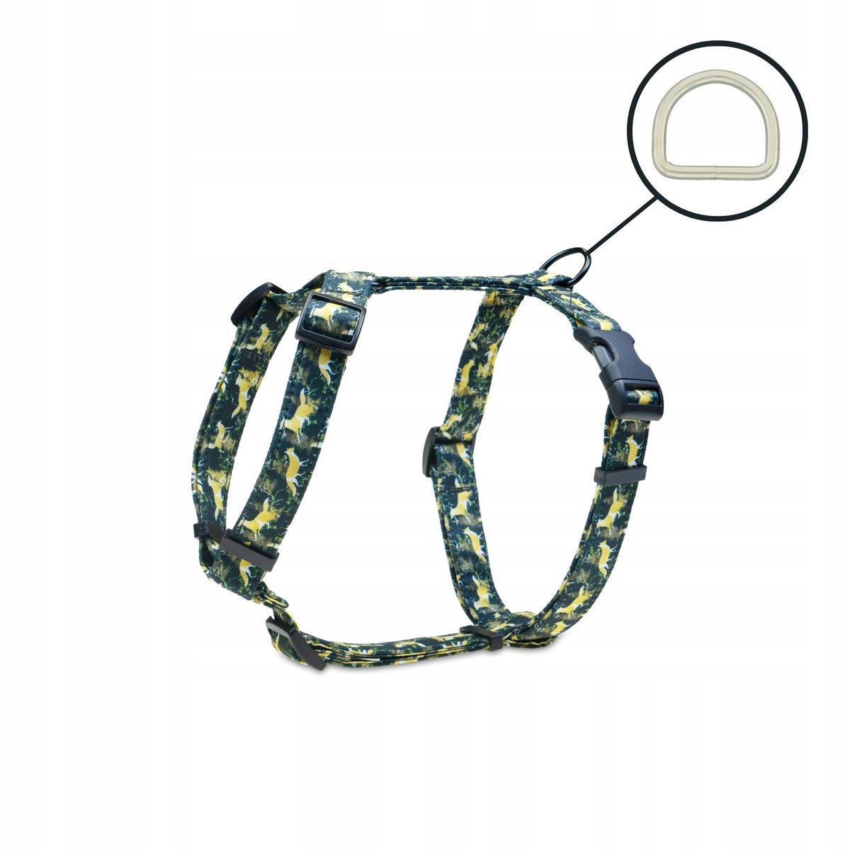 Walking guard harness for small dog colorful patterns gold foxes XXS