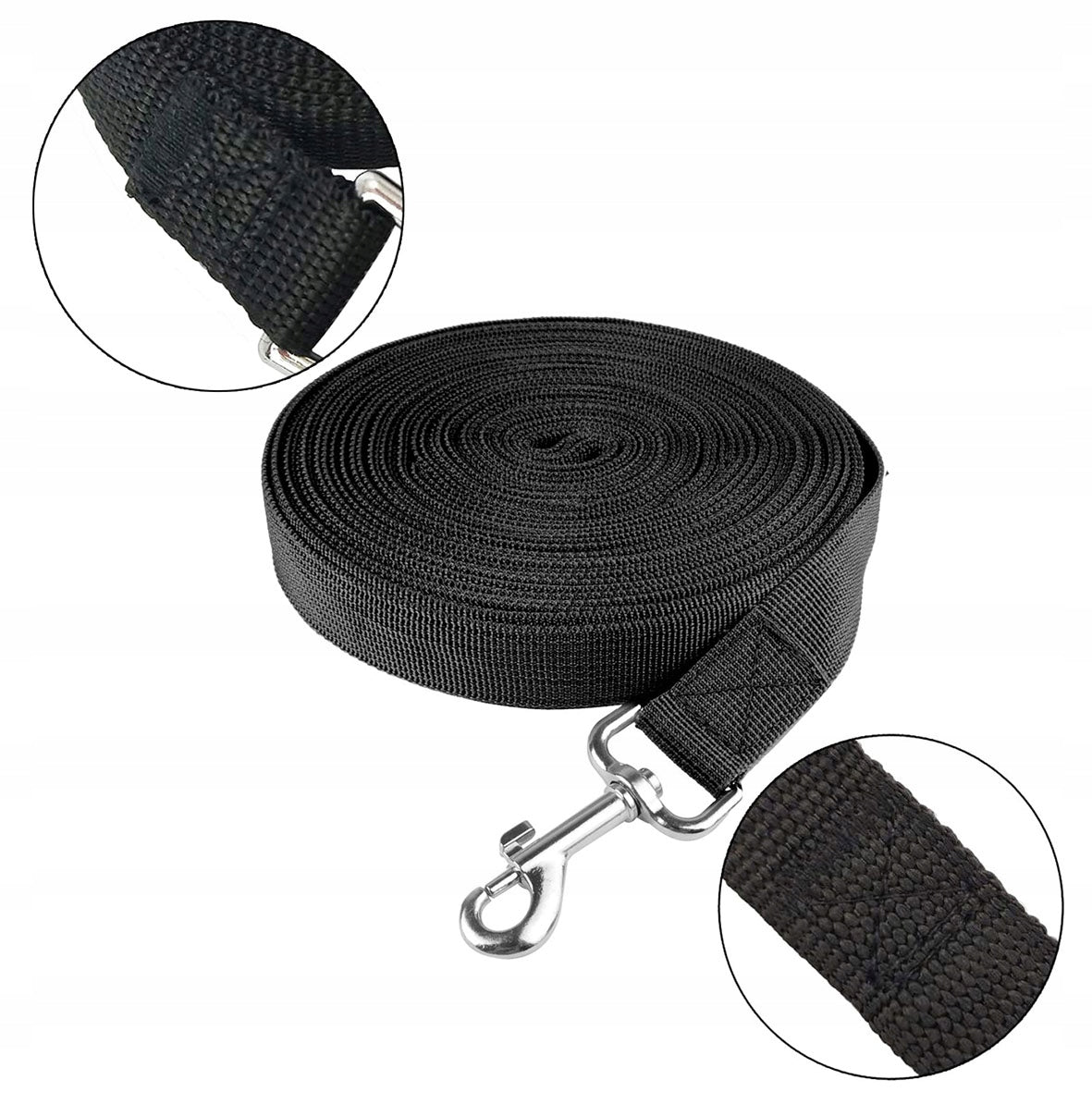 Walking leash for dog black 500 cm durable