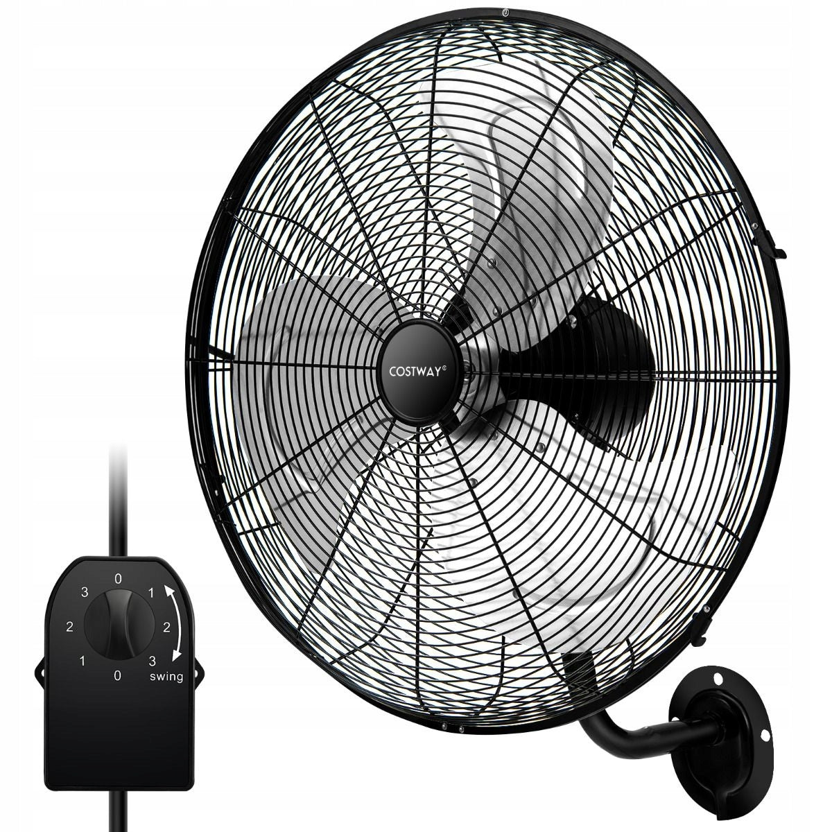 Wall Fan Black 120 W Costway ES10330DE