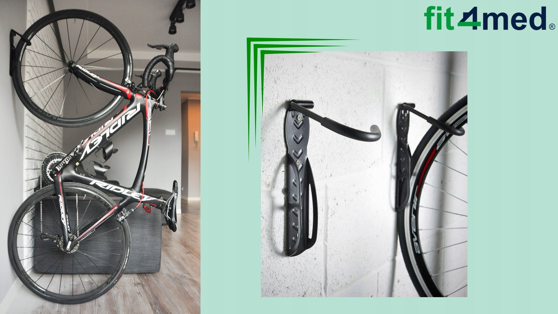 Wall HANGER for Bicycle Bikes 2x Bicycle Holder Black Strong Hook 8xPegs Packaging status original