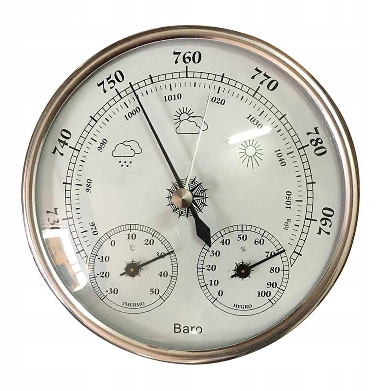 Wall Mounted Household Barometer Thermometer Hygrometer Weather Silver