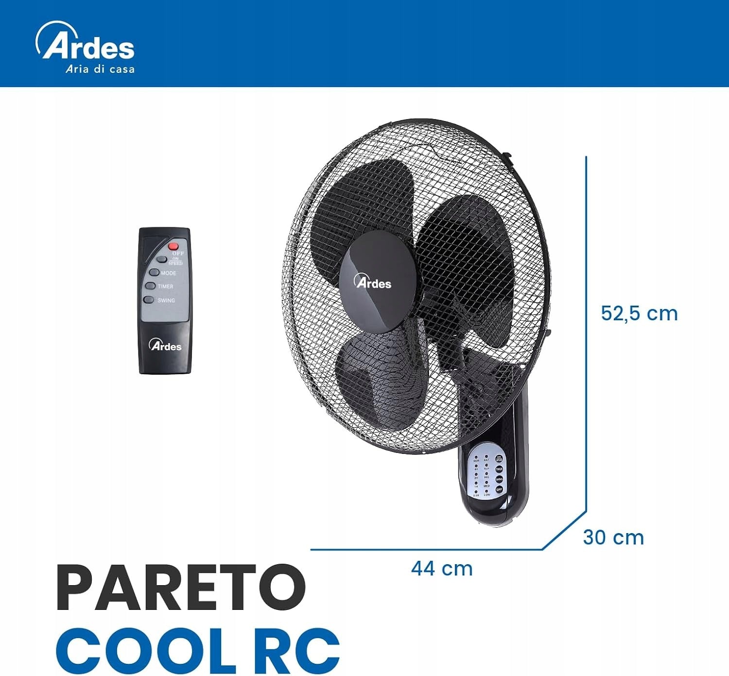 Wall fan Ardes AR5W40R + remote control Fan type wall-mounted