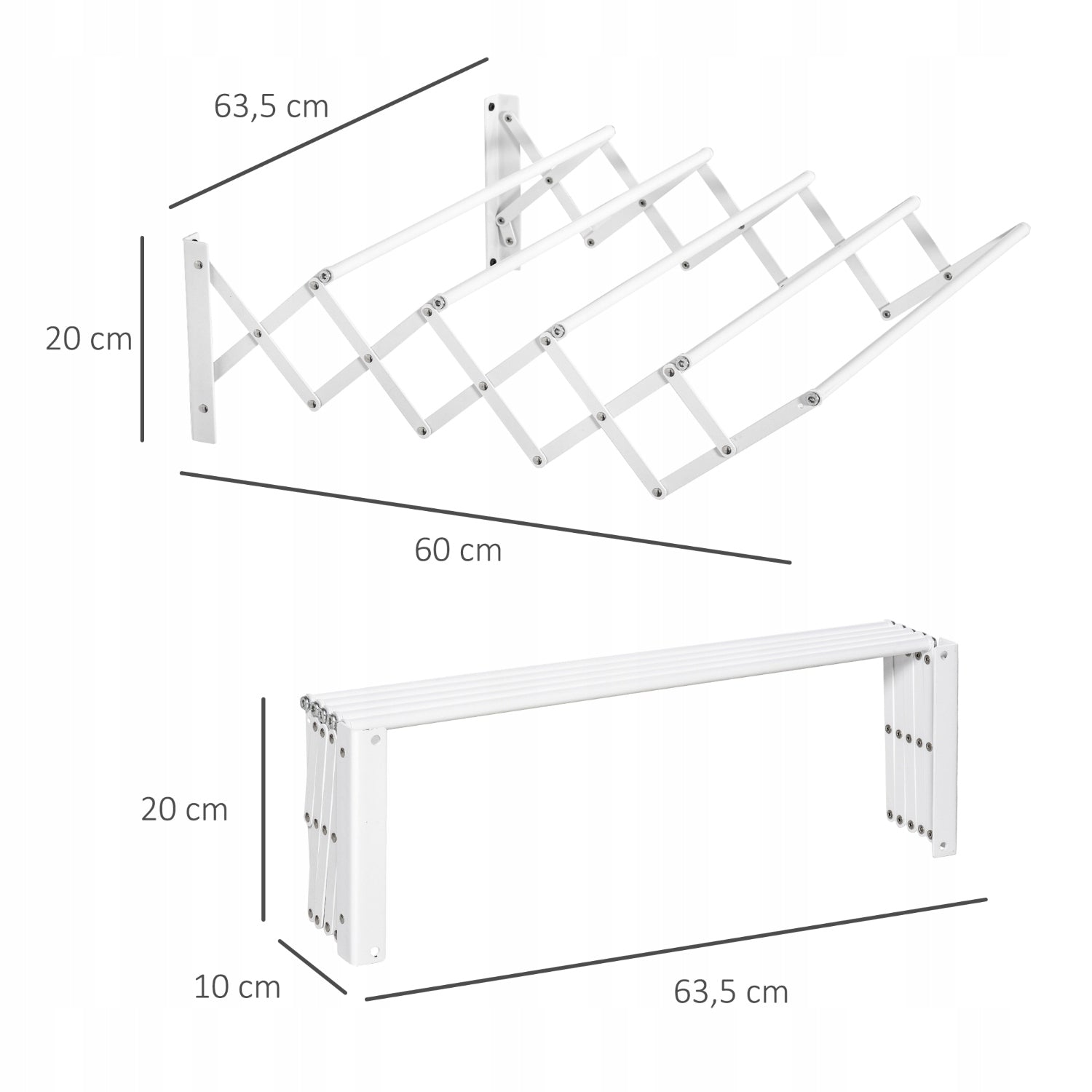 Wall hanger for clothes, 57,5 cm x 63,5 x 60 x 20 cm Kind Balcony