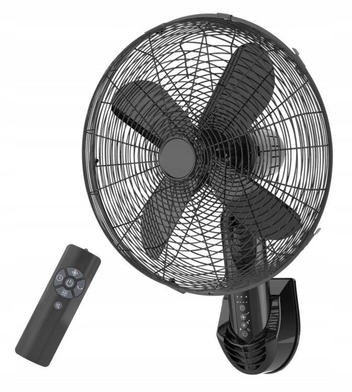 Wall hanging fan with remote control BLACK 40cm