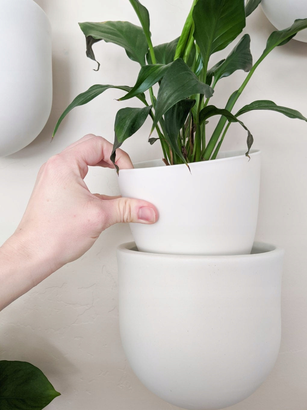 Wall hanging flower pot - ceramic - white - for balcony - Variants Material ceramic