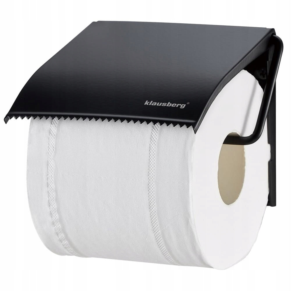 Wall-mounted toilet paper holder, black metal KLAUSBERG