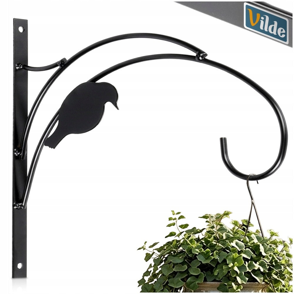 Wall pot hanger decorative metal black 29,5x1,8x28 cm