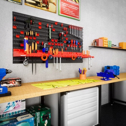 Wall tool board black and red 54 pieces 95x54cm Brand no brand