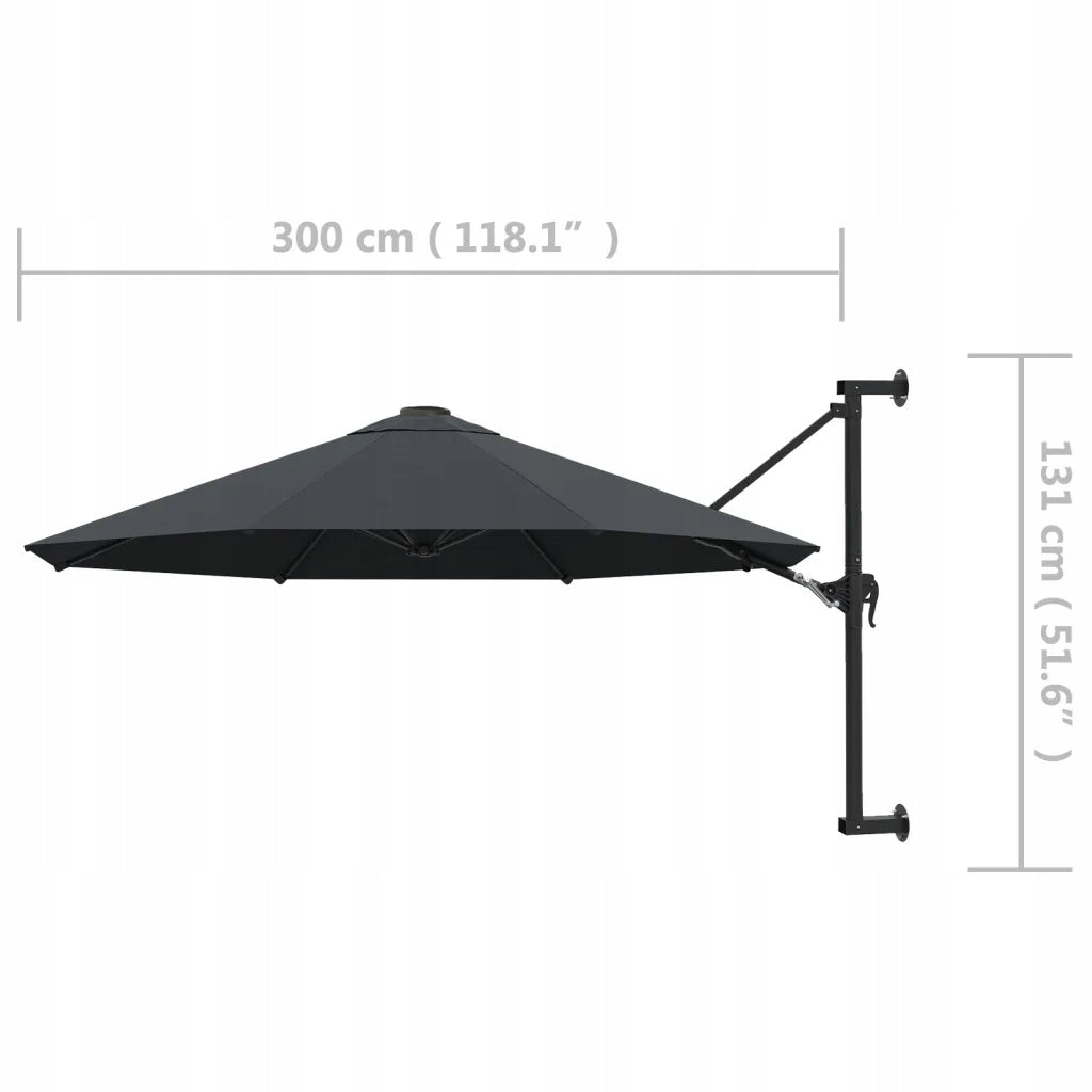 Wall umbrella on metal post, 300 cm, anthracite Kind classic
