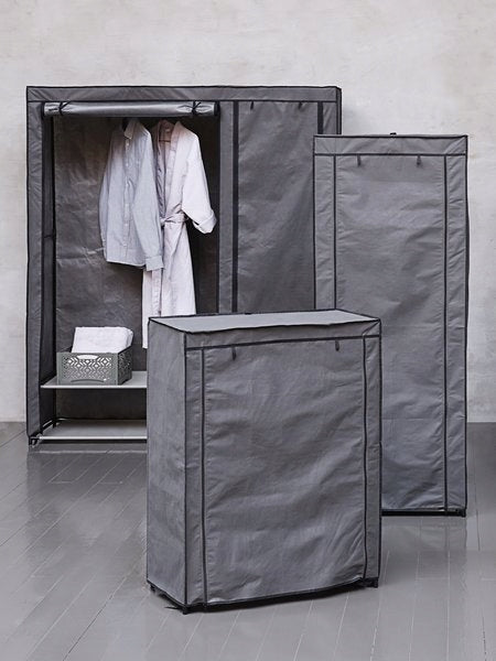 Wardrobe Dark Grey 149x174 with Shelf and Bar Power 7 W