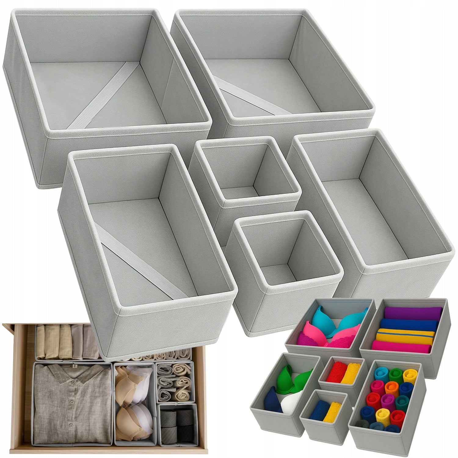 Wardrobe Drawer Organizer Ruhhy for Underwear Socks Set of 6