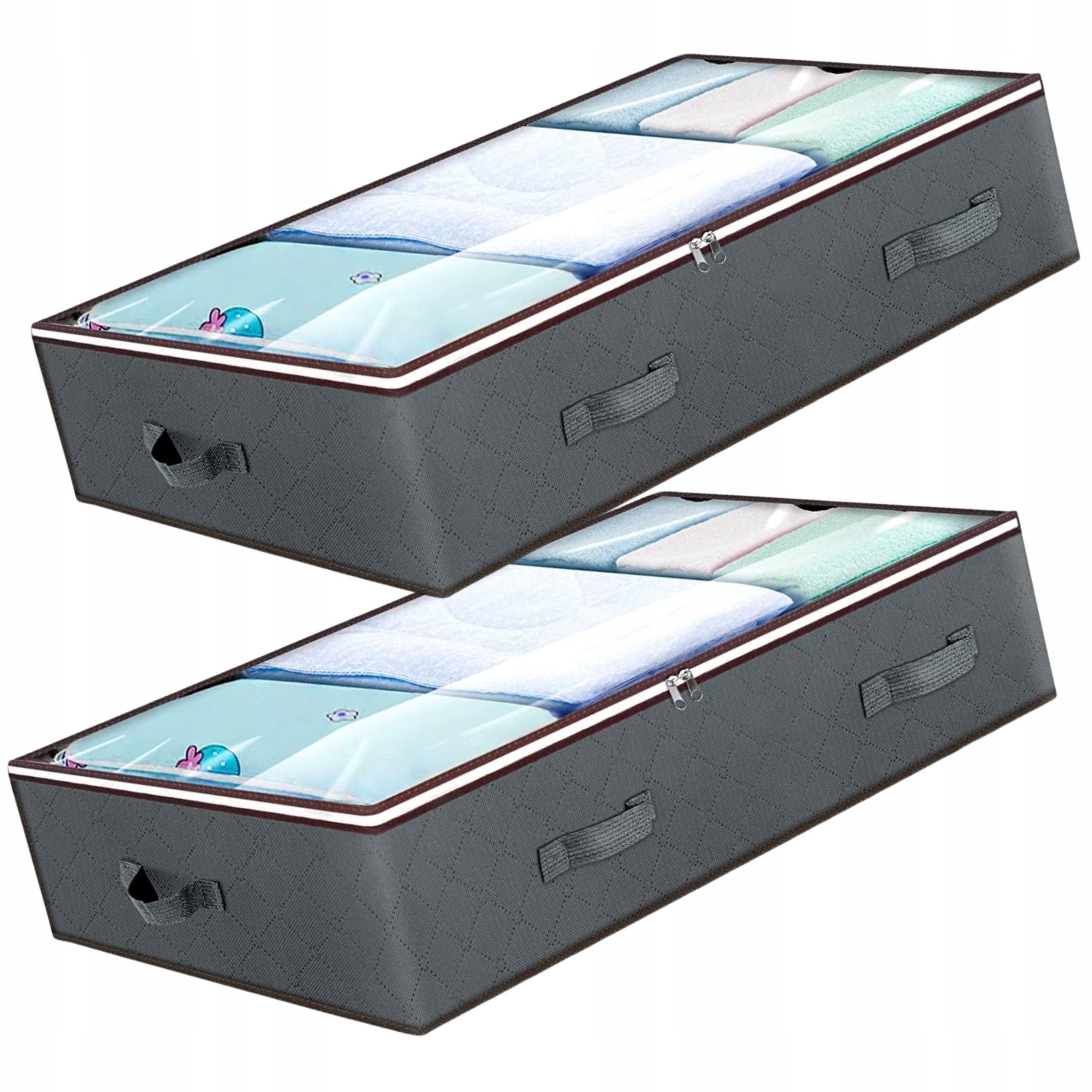 Wardrobe Drawer Organizer Set of 2pcs For Clothes Bedding Grey Protective Brand EdiBazzar