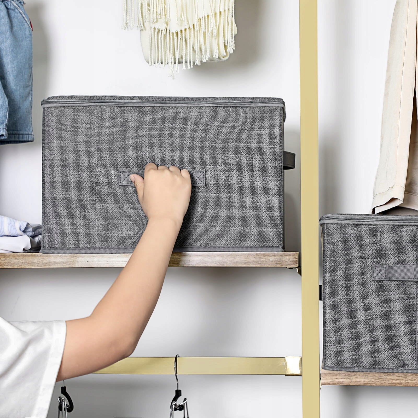 Wardrobe Organizer 3 Pcs 40x30x25 cm Lockable Clothes Boxes Bedding Packaging status original