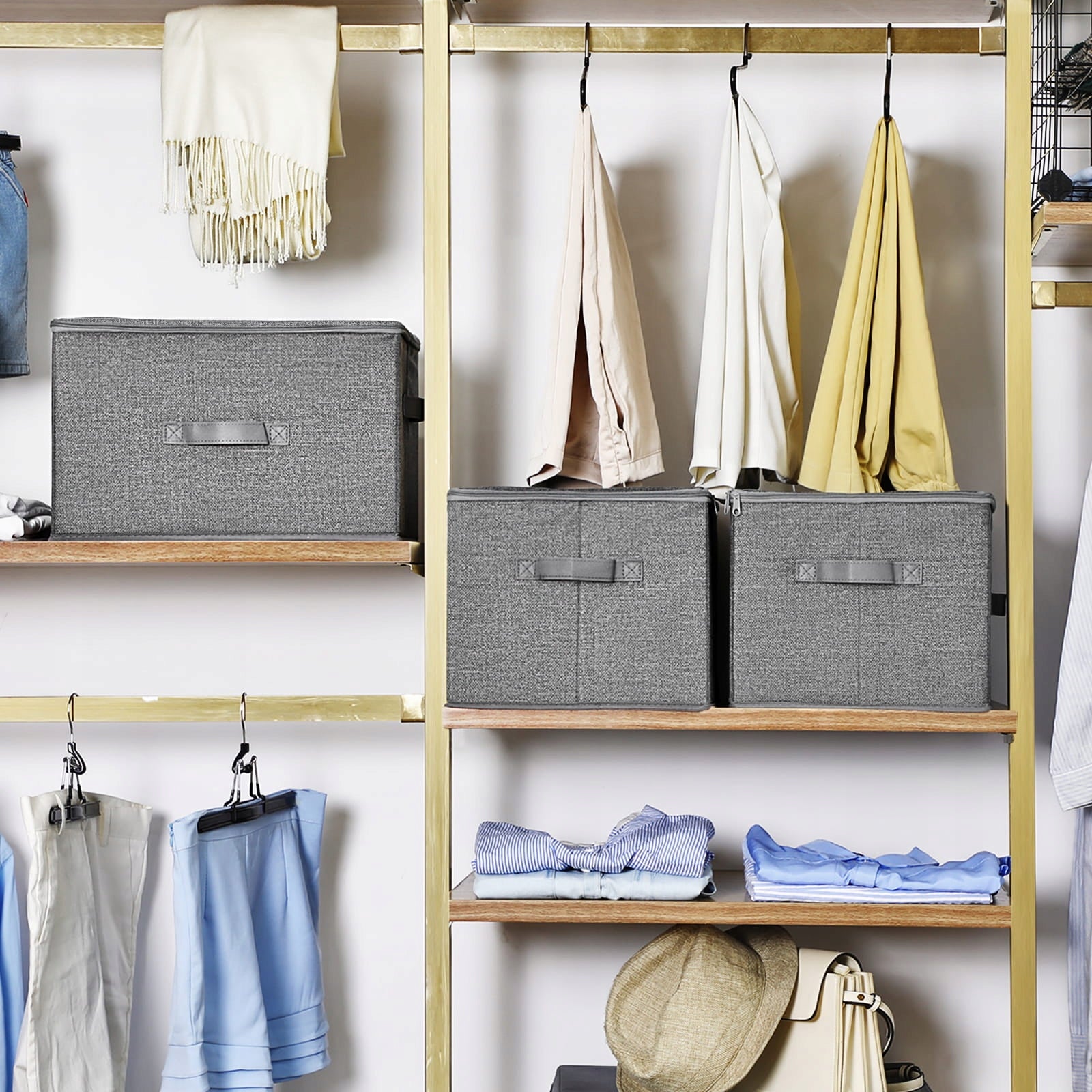 Wardrobe Organizer 3 Pcs 40x30x25 cm Lockable Clothes Boxes Bedding Product width 40 cm