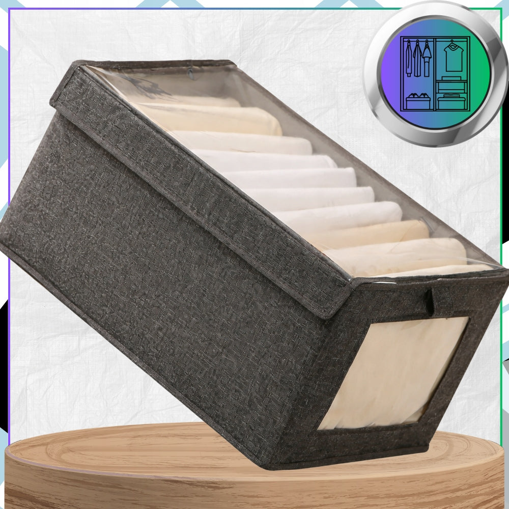 Wardrobe Organizer Textile Clothes Container with Lid 40x25x20 Grey Kind wardrobe organizer