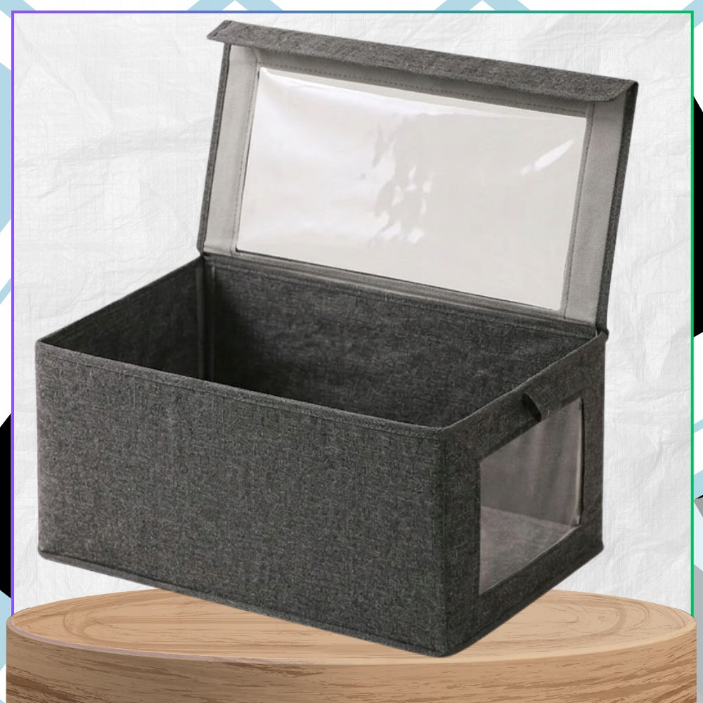Wardrobe Organizer Textile Clothes Container with Lid 40x25x20 Grey Length 40 cm