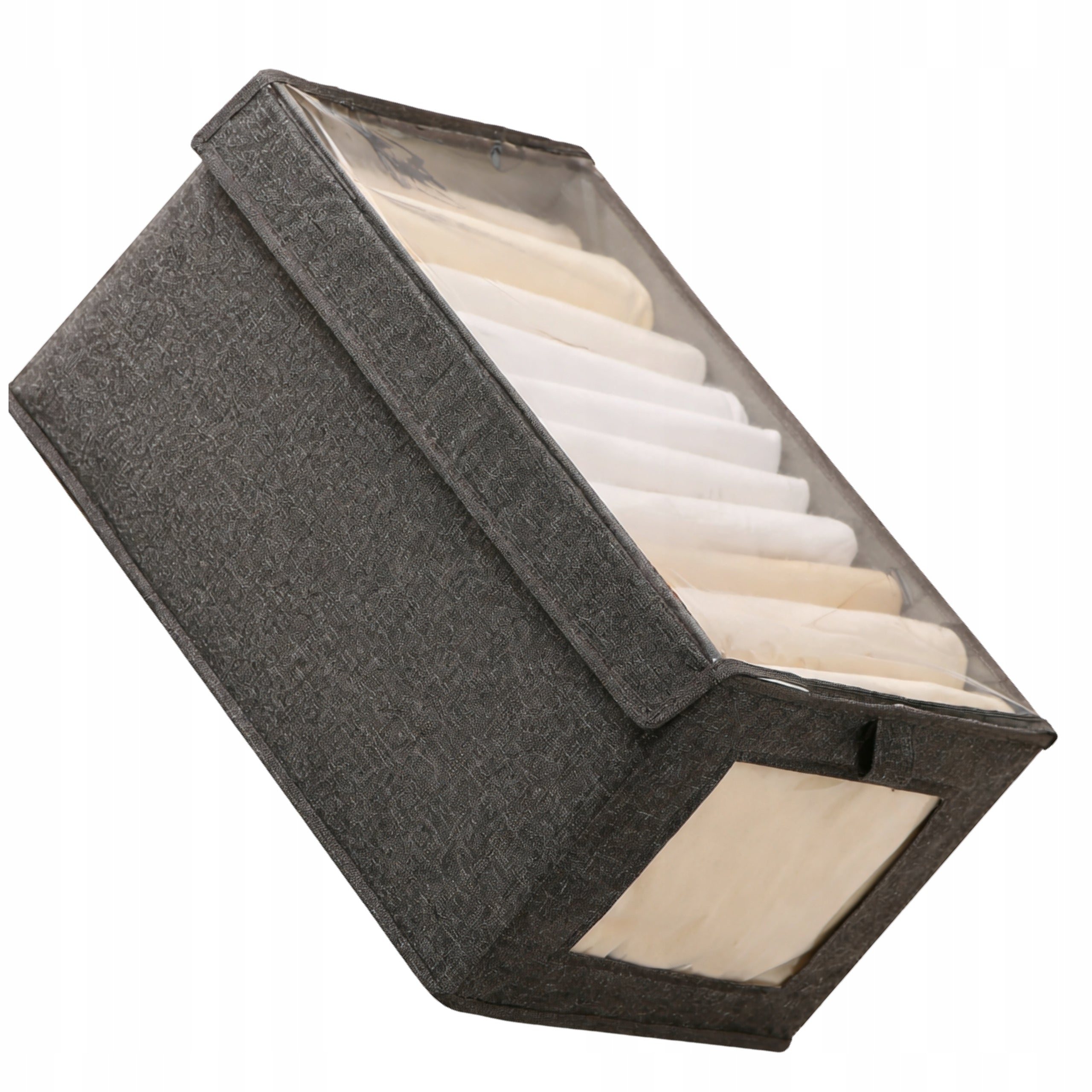 Wardrobe Organizer Textile Clothes Container with Lid 40x25x20 Grey