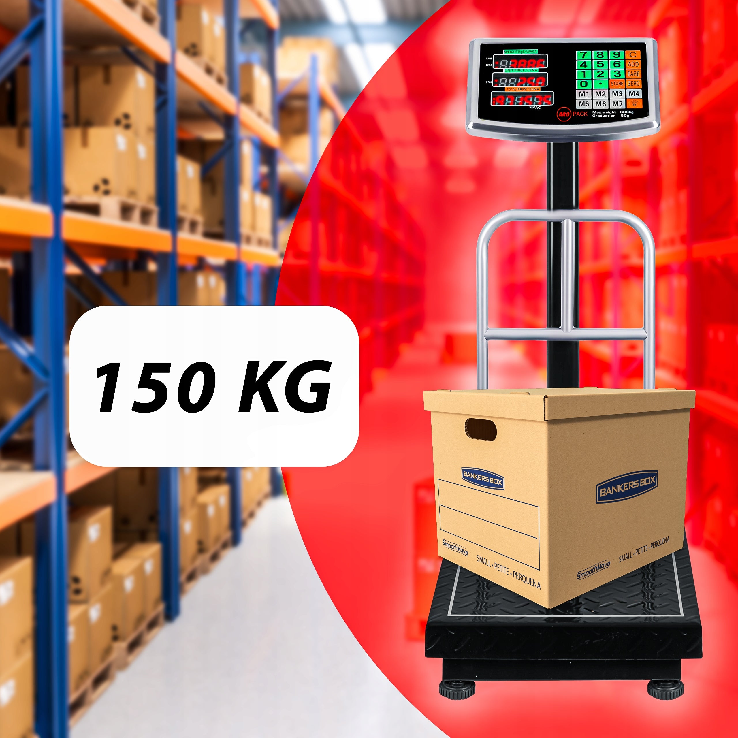 Warehouse Scale Industrial Platform Electronic 150 kg Steel ARO Packaging status original