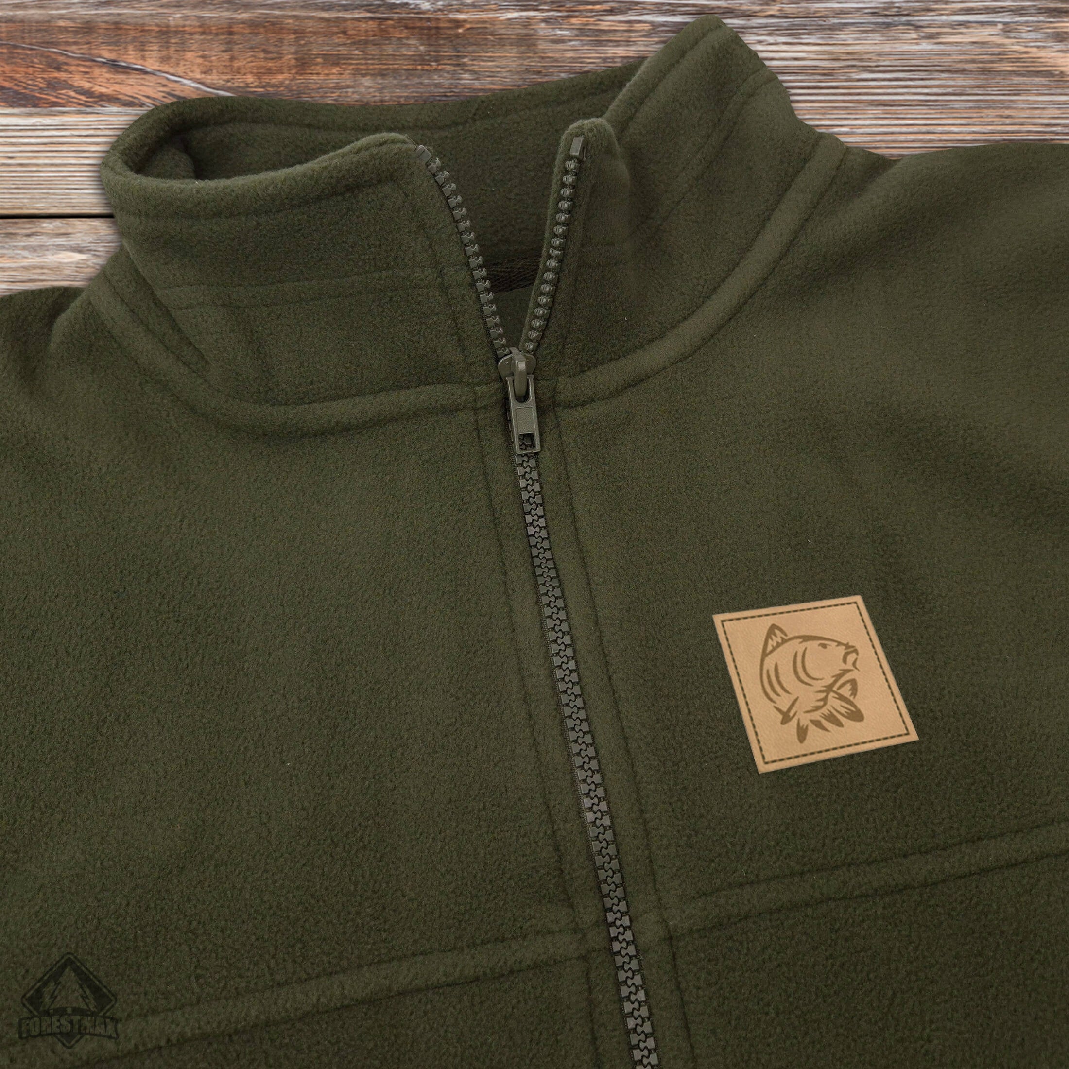 Warm khaki fishing fleece for gift for Fisherman patch KARP size XL Manufacturer code Polar wędkarski / khaki / KARP / XL