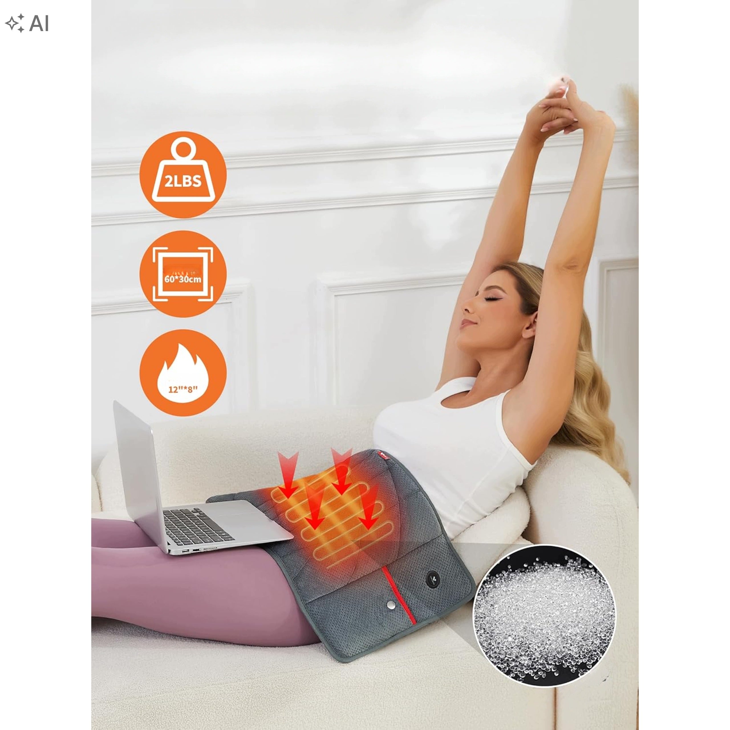 Warming Blanket Back Heating Pillow with Battery 10000mAh Adjustable Medical device no