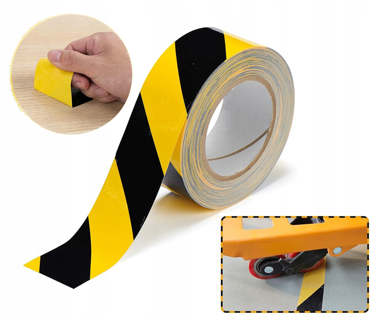 Warning tape Omega yellow-black 4,8 cm x 33 m
