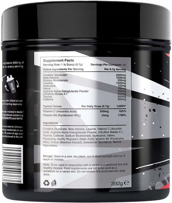 Warrior Rage 392g Stak Pre-workout Creatine Gluconate Citrulline Arginine Expiration date at least 1 year from the date of purchase