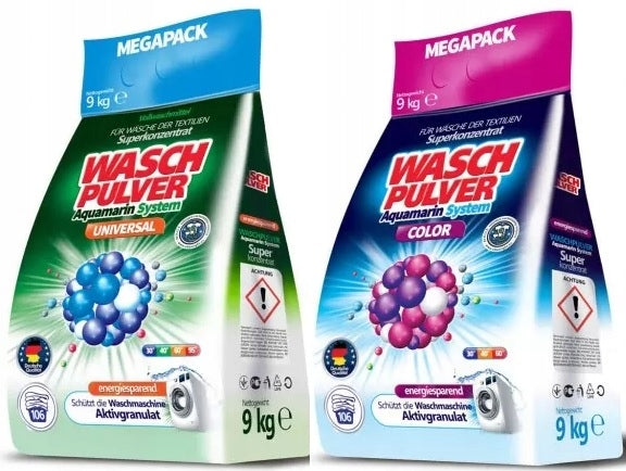 WaschPulver Washing Powder 2x9=18kg Set Color + Universal, German