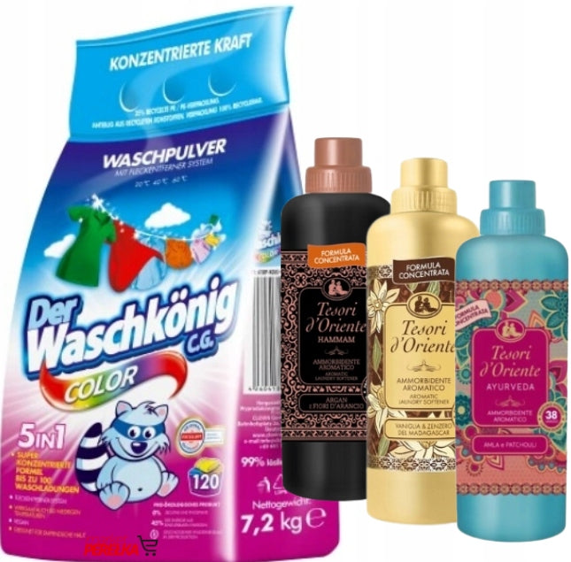 Waschkonig German Color Washing Powder 7,2 kg + Tesori SET