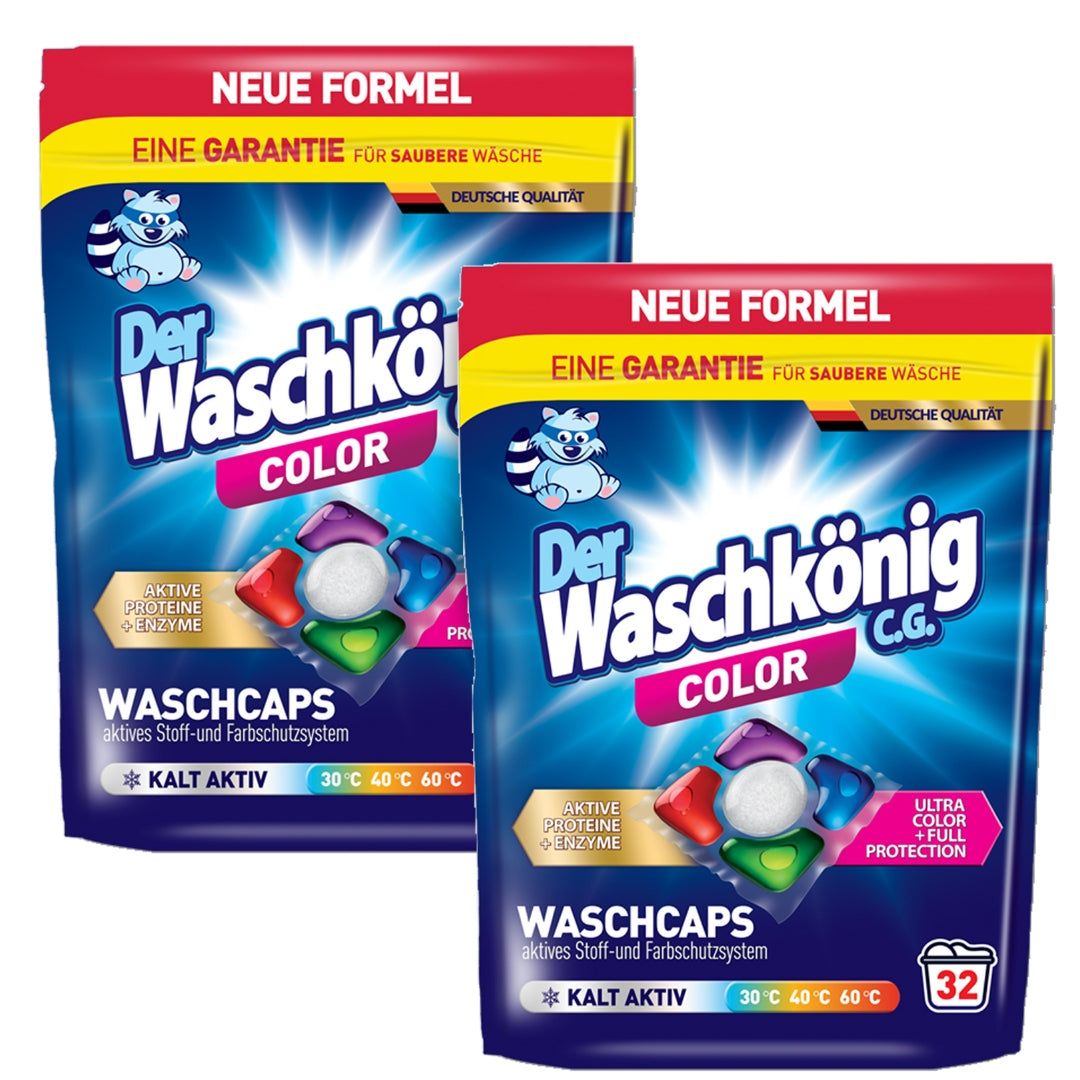 Waschkonig Laundry Capsules Color 5-Chamber Set of 2x32pcs.