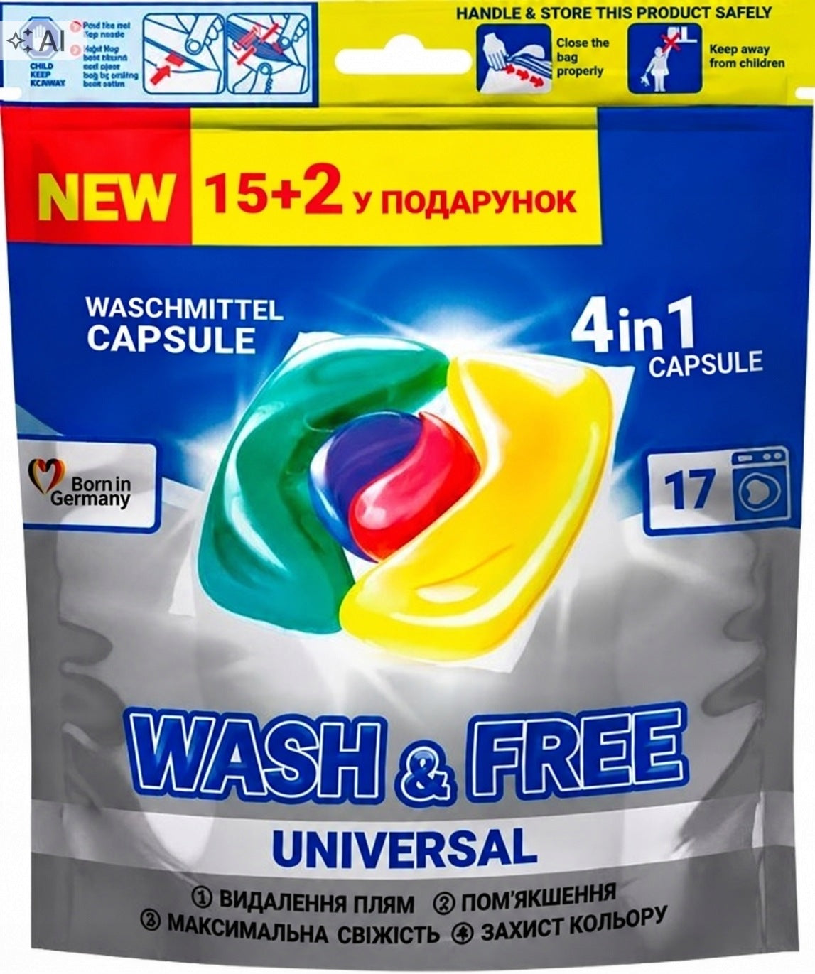 Wash & Free Washing Capsules 4 in 1 17 Pack