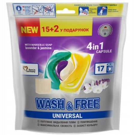 Wash&Free Washing Capsules 4in1 17 pcs lavender