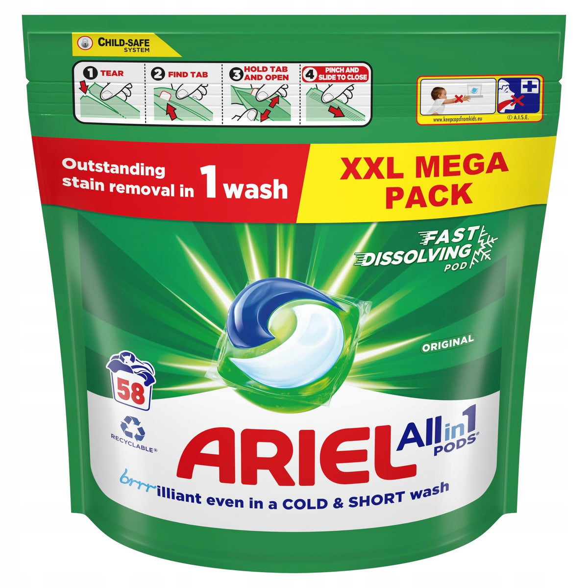 Washing Capsules Ariel 58 Pcs United Kingdom