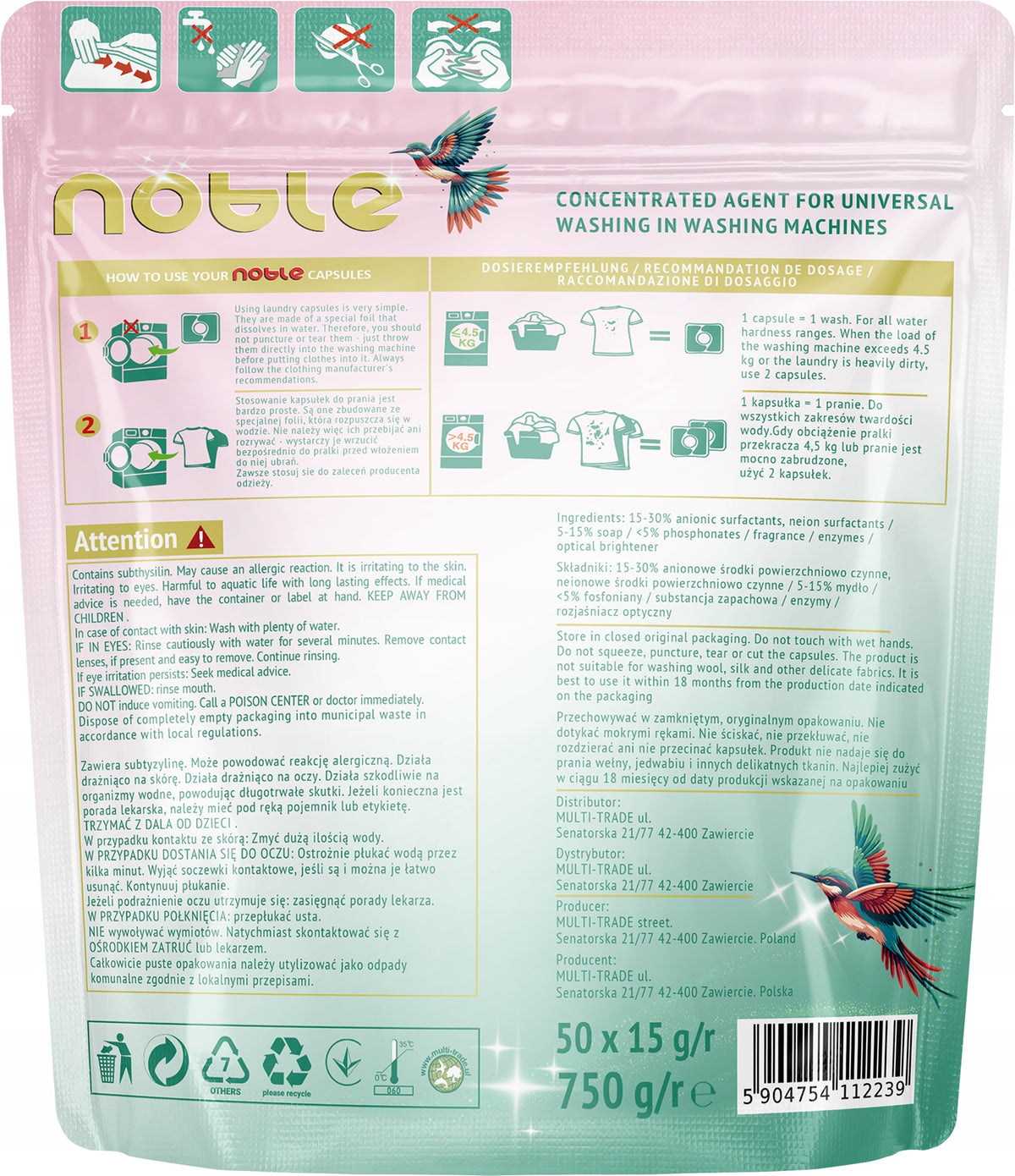 Washing Capsules Universal Noble 50pcs 3in1 Manufacturer code Multi-Trade Noble