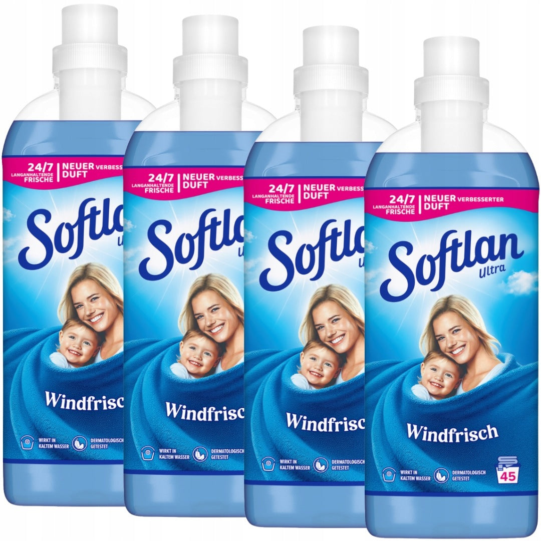 Washing Liquid Softlan Windfrisch Blue German 4x1L 180 Washes