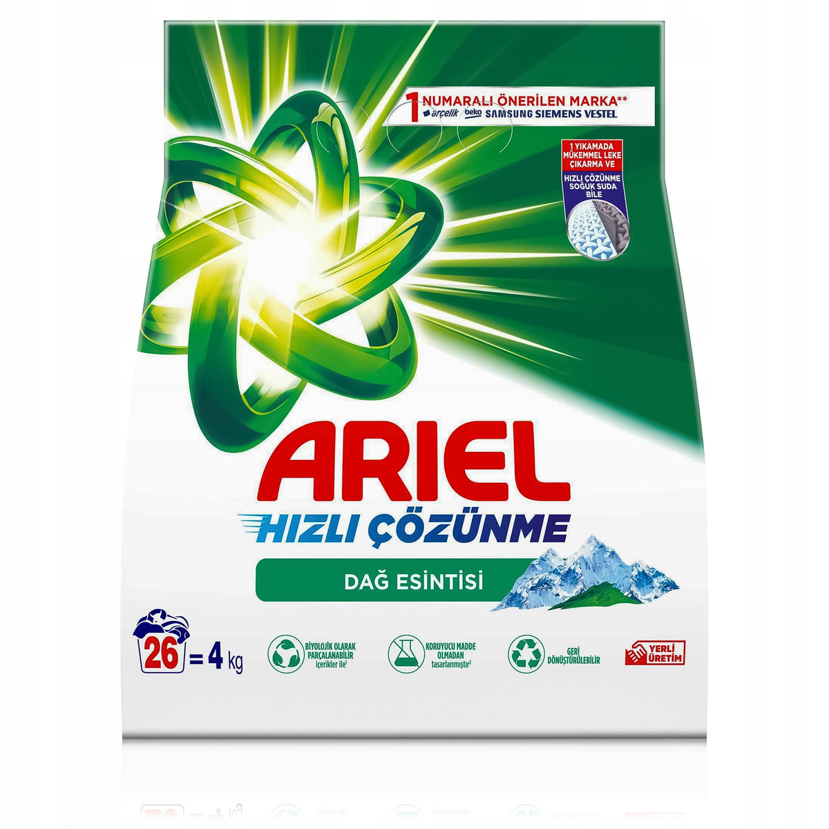 Washing Powder Ariel for White Scented Mountain Spring 4 kg Strong