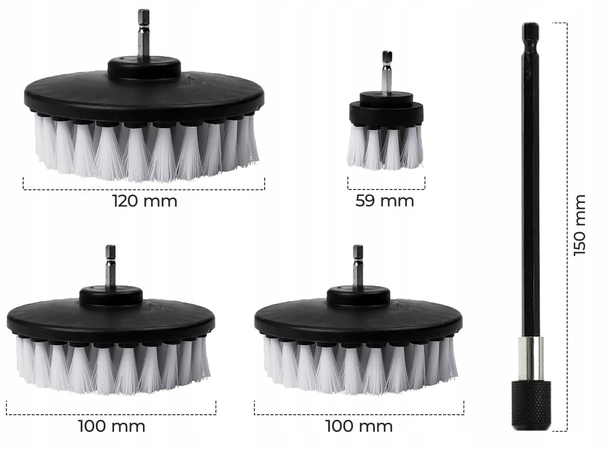 Washing Upholstery Brushes for Screwdriver Set of 4 for Cleaning Manufacturer Auto Gamma