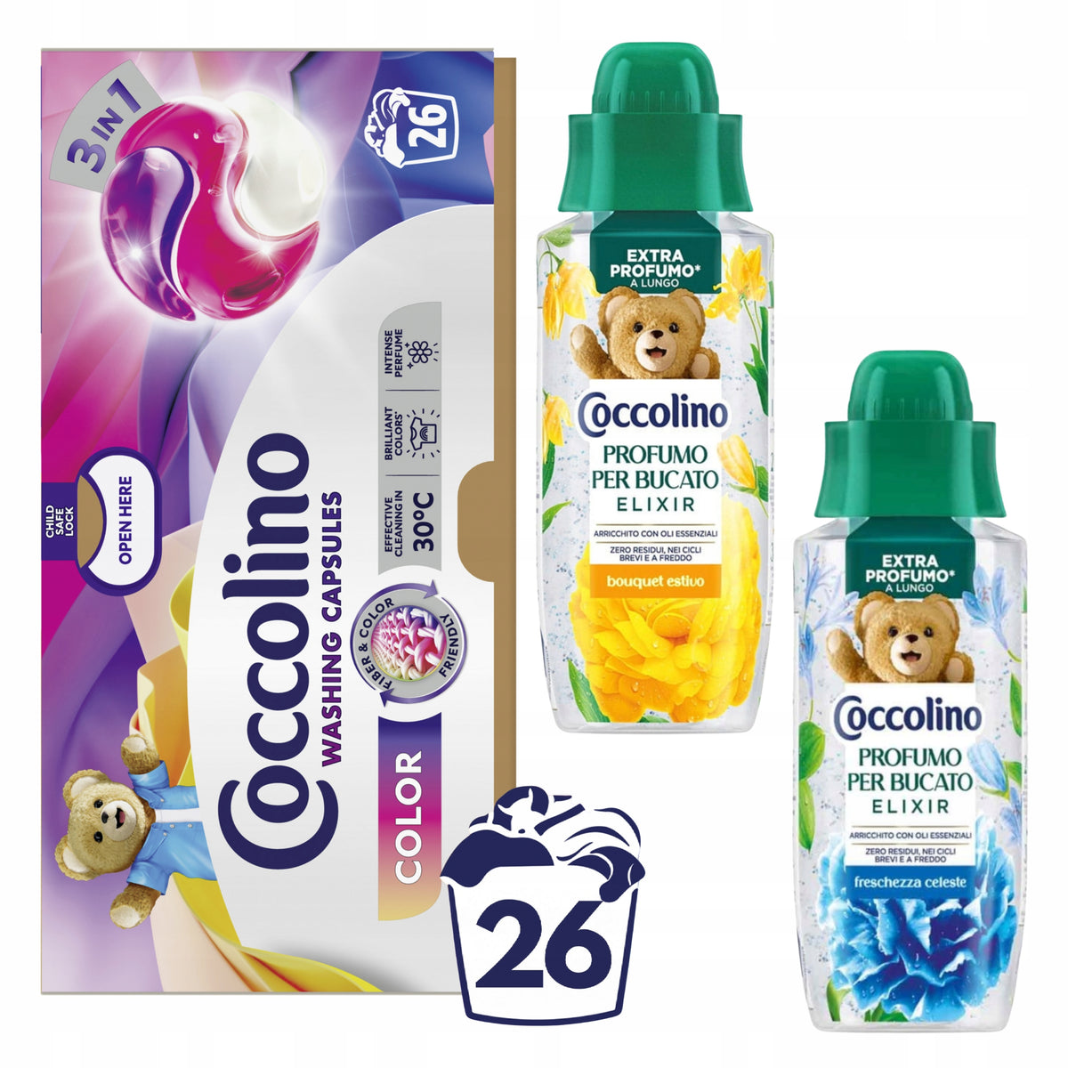 Washing capsules COCCOLINO For Coloured Fabrics x26 + 2x Perfume Elixir