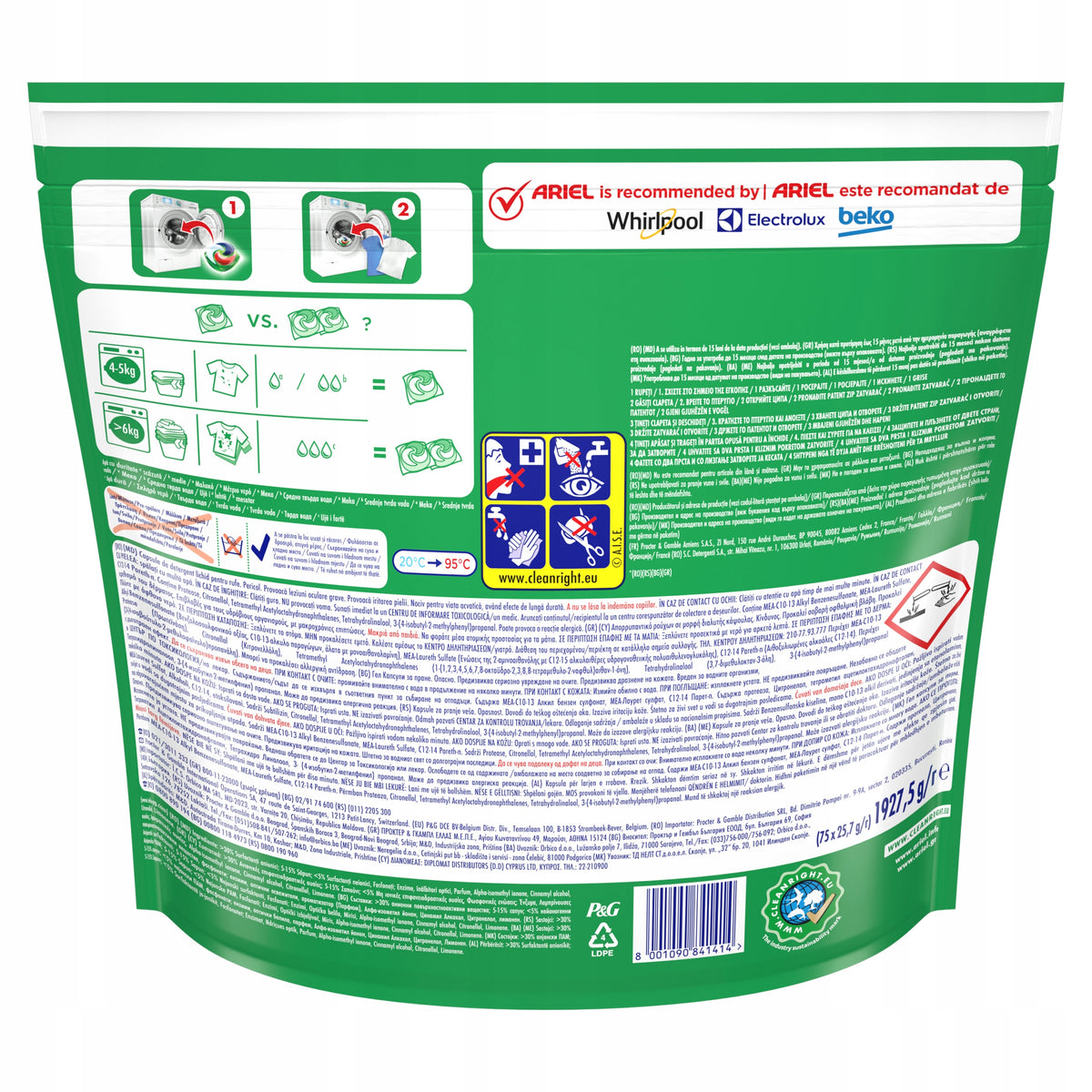 Washing capsules LARGE POWER EFFECTIVE nice smell super 75 pcs. Manufacturer code 80794121