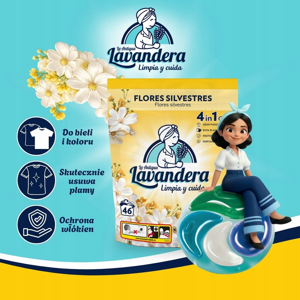 Washing capsules LAVANDERA Flores Silvestres Field Flowers 46x22g Packaging status original