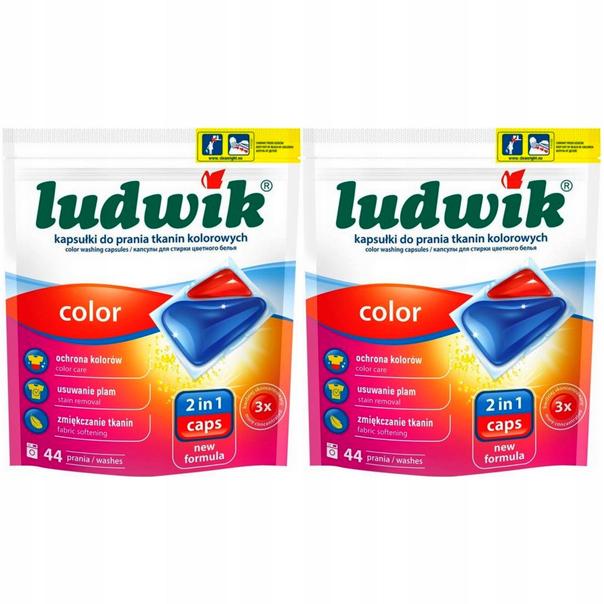Washing capsules Ludwik Fabrics Colour 2 in 1 2x44 88 pcs.