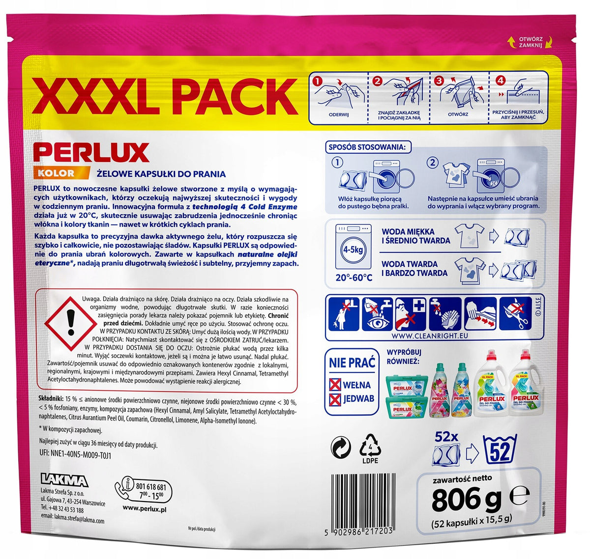 Washing capsules PERLUX Flower Bloom 52 pcs. for coloured fabrics Trade name other